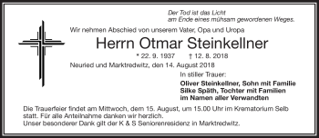 Traueranzeige von Otmar Steinkellner von Frankenpost