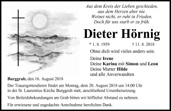 Traueranzeige von Dieter Hörnig von Neue Presse Coburg