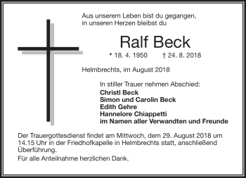 Traueranzeige von Ralf Beck von Frankenpost