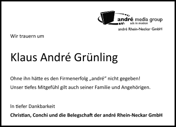 Traueranzeige von Klaus Grünling von Frankenpost