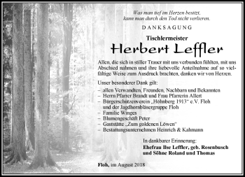 Traueranzeige von Herbert Leffler von Südthüringer Presse