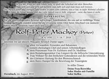 Traueranzeige von Ralf-Peter Machoy von Südthüringer Presse