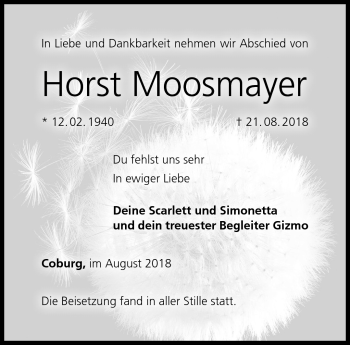 Traueranzeige von Horst Moosmayer von Neue Presse Coburg