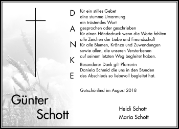 Traueranzeige von Günter Schott von Frankenpost