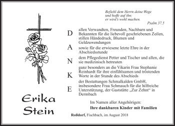 Traueranzeige von Erika Stein von Südthüringer Presse