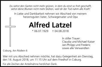 Traueranzeige von Alfred Latzel von Neue Presse Coburg