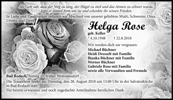 Traueranzeige von Helga Rose von Neue Presse Coburg