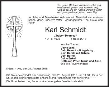 Traueranzeige von Karl Schmidt von Neue Presse Coburg