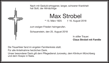 Traueranzeige von Max Strobel von Frankenpost
