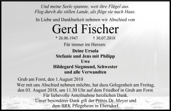 Traueranzeige von Gerd Fischer von Neue Presse Coburg