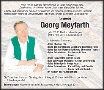 Traueranzeige von Georg Meyfarth von Südthüringer Presse