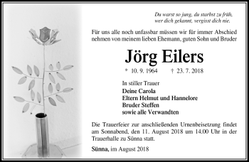 Traueranzeige von Jörg Eilers von Südthüringer Presse