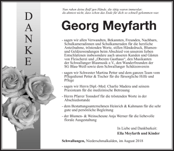 Traueranzeige von Georg Meyfarth von Südthüringer Presse