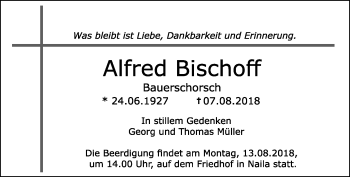 Traueranzeige von Alfred Bischoff von Frankenpost