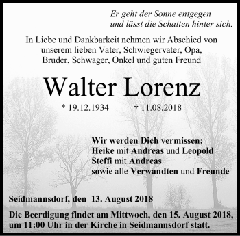 Traueranzeige von Walter Lorenz von Neue Presse Coburg