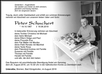 Traueranzeige von Peter Schuchert von Südthüringer Presse