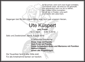 Traueranzeige von Ute Küspert von Frankenpost