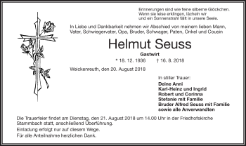 Traueranzeige von Helmut Seuss von Frankenpost