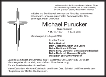 Traueranzeige von Michael Purucker von Frankenpost