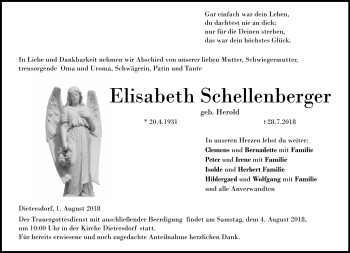 Traueranzeige von Elisabeth Schelleberger von Neue Presse Coburg