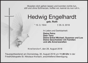 Traueranzeige von Hedwig Engelhardt von Neue Presse Coburg