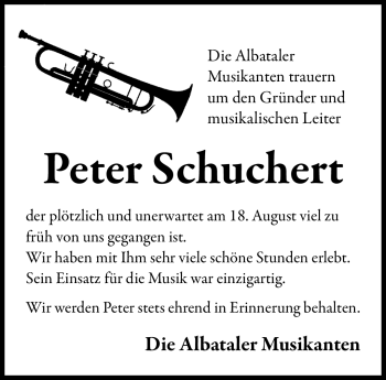Traueranzeige von Peter Schuchert von Südthüringer Presse