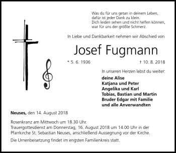 Traueranzeige von Josef Fugmann von Neue Presse Coburg