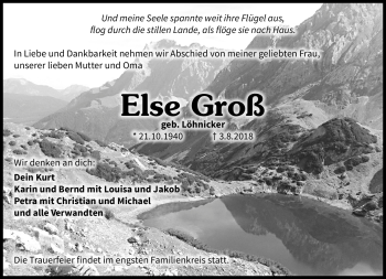 Traueranzeige von Else Groß von Neue Presse Coburg