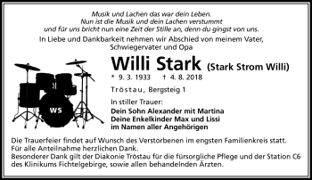 Traueranzeige von Willi Stark von Frankenpost