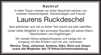 Traueranzeige von Laurens Ruckdeschel von Frankenpost