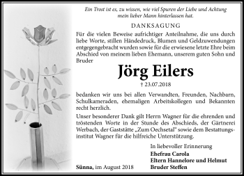 Traueranzeige von Jörg Eilers von Südthüringer Presse