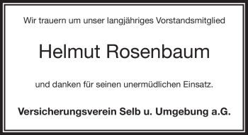 Traueranzeige von Helmut Rosenbaum von Frankenpost