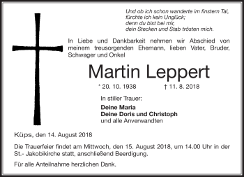 Traueranzeige von Martin Leppert von Neue Presse Coburg