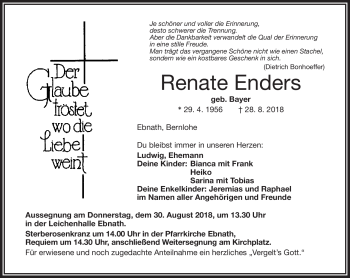 Traueranzeige von Renate Enders von Frankenpost