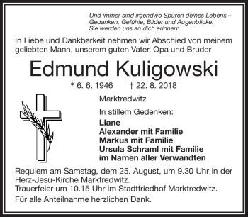 Traueranzeige von Edmund Kuligowski von Frankenpost