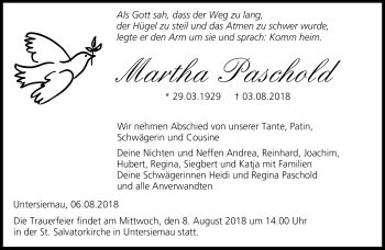 Traueranzeige von Martha Paschold von Neue Presse Coburg