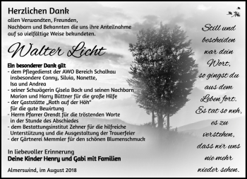 Traueranzeige von Walter Licht von Südthüringer Presse