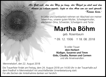 Traueranzeige von Martha Böhm von Neue Presse Coburg