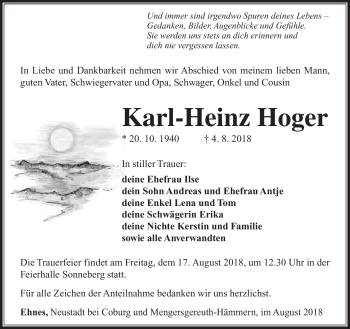 Traueranzeige von Karl-Heinz Hoger von Südthüringer Presse
