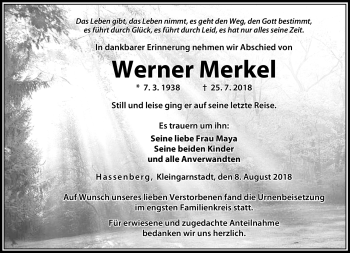 Traueranzeige von Werner Merkel von Neue Presse Coburg