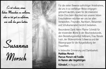 Traueranzeige von Susanna Morsch von Südthüringer Presse