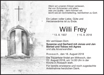 Traueranzeige von Willi Frey von Neue Presse Coburg