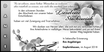 Traueranzeige von Lieselotte Tachowiak von Südthüringer Presse