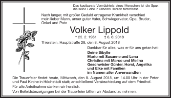 Traueranzeige von Volker Lippold von Frankenpost