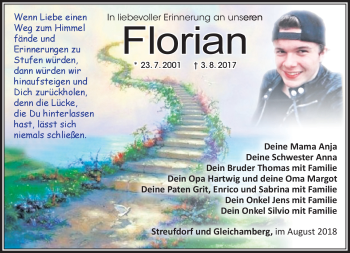 Traueranzeige von Florian  von Südthüringer Presse