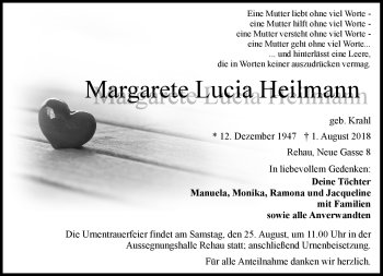 Traueranzeige von Margarete Lucia Heilmann von Frankenpost