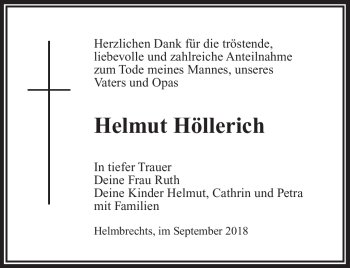 Traueranzeige von Helmut Höllerich von Frankenpost