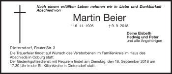 Traueranzeige von Martin Beier von Neue Presse Coburg