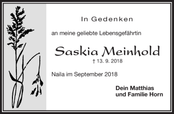 Traueranzeige von Saskia Meinhold von Frankenpost