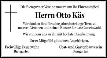 Traueranzeige von Otto Käs von Frankenpost